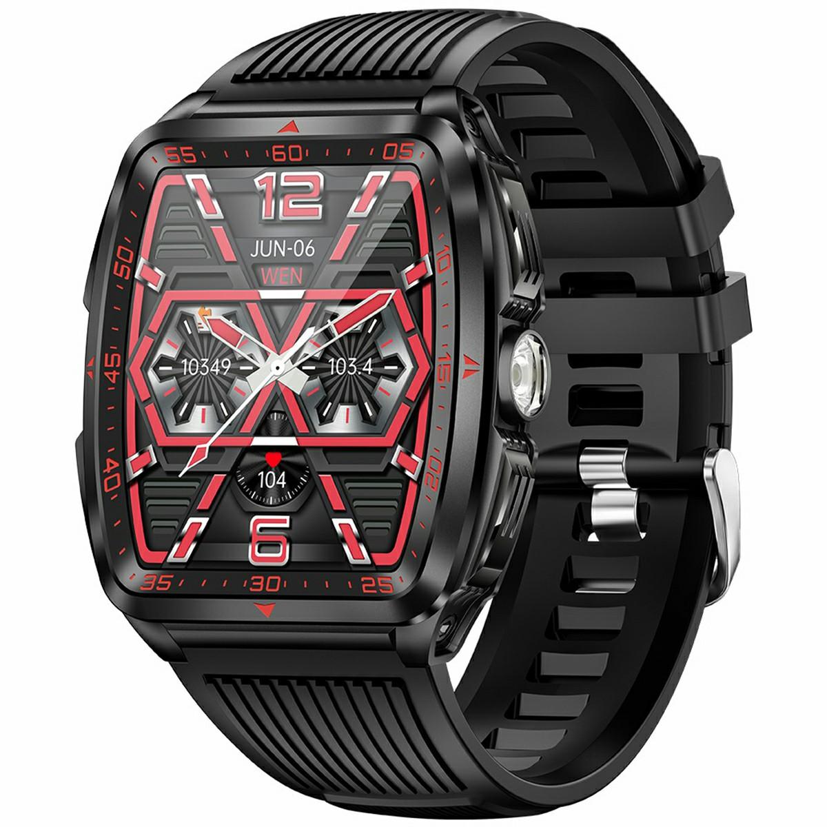 KT83 1.8 Inch Outdoor Smart Watch with Flashlight Health Monitor Bluetooth-Compatible Calling Wristwatch Black/Red
KT83 1.8 Inch Outdoor Smart Watch with Flashlight Health Monitor Bluetooth-Compatible Calling Wristwatch Black/Red