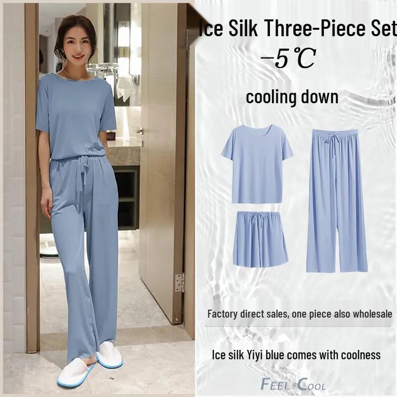 Жіночий зручний піжамний набір з трьох предметів з крижаного шовку – Легкий, універсальний для дому чи вулиці XXL (60-70 kg) синій
Жіночий зручний піжамний набір з трьох предметів з крижаного шовку – Легкий, універсальний для дому чи вулиці XXL (60-70 kg) синій