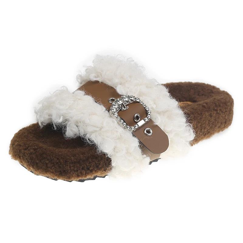 Модная женская обувь на распродаже Новые женские шлепанцы с открытым носком Осенне-зимние замшевые разноцветные плоские повседневные удобные шлепанцы большого размера 50 покинуть белый