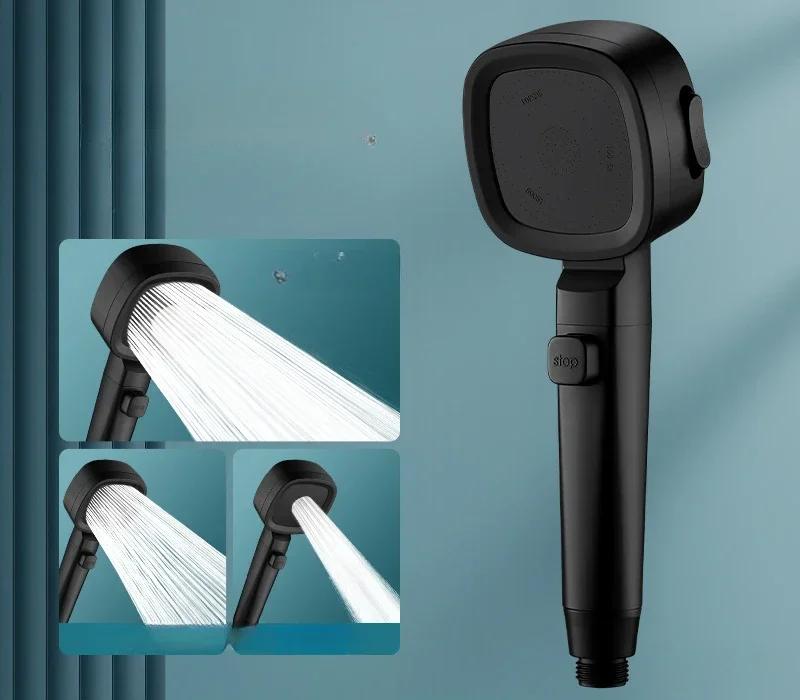 High Pressure Showers Head Water Saving 3 Modes Shower Heads Adjustable One-Key Stop Water Massage Sprayers Bathroom Accessories чорний
High Pressure Showers Head Water Saving 3 Modes Shower Heads Adjustable One-Key Stop Water Massage Sprayers Bathroom Accessories чорний