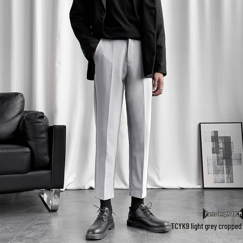 Мужские прилегающие драпирующиеся брюки от костюма - Корейский стиль, Девятиточечные, Прямые, Повседневные, Для ношения весной-летом 30
Мужские прилегающие драпирующиеся брюки от костюма - Корейский стиль, Девятиточечные, Прямые, Повседневные, Для ношения весной-летом 30