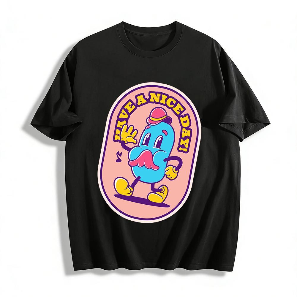Retro Cartoon Have A Nice Day Print Casual T-Shirt Unisex Loose Breathable Daily Top Pure cotton T-shirt XXS
Retro Cartoon Have A Nice Day Print Casual T-Shirt Unisex Loose Breathable Daily Top Pure cotton T-shirt XXS