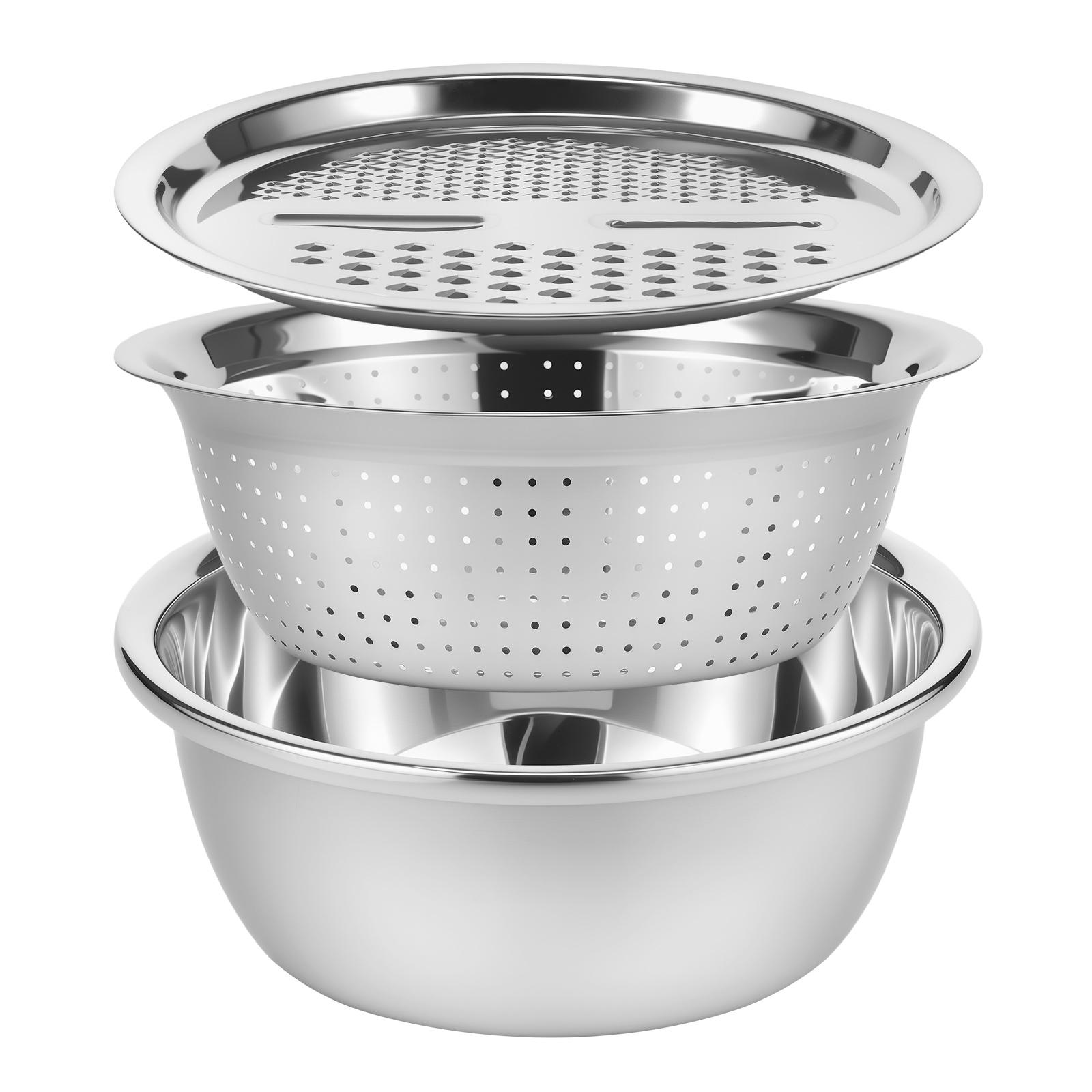 3Pcs Stainless Steel Basin with Grater Multifunctional Stainless Steel Basin Strainer Set Stackable Fruit Washing Bowl for Home серебряный
3Pcs Stainless Steel Basin with Grater Multifunctional Stainless Steel Basin Strainer Set Stackable Fruit Washing Bowl for Home серебряный