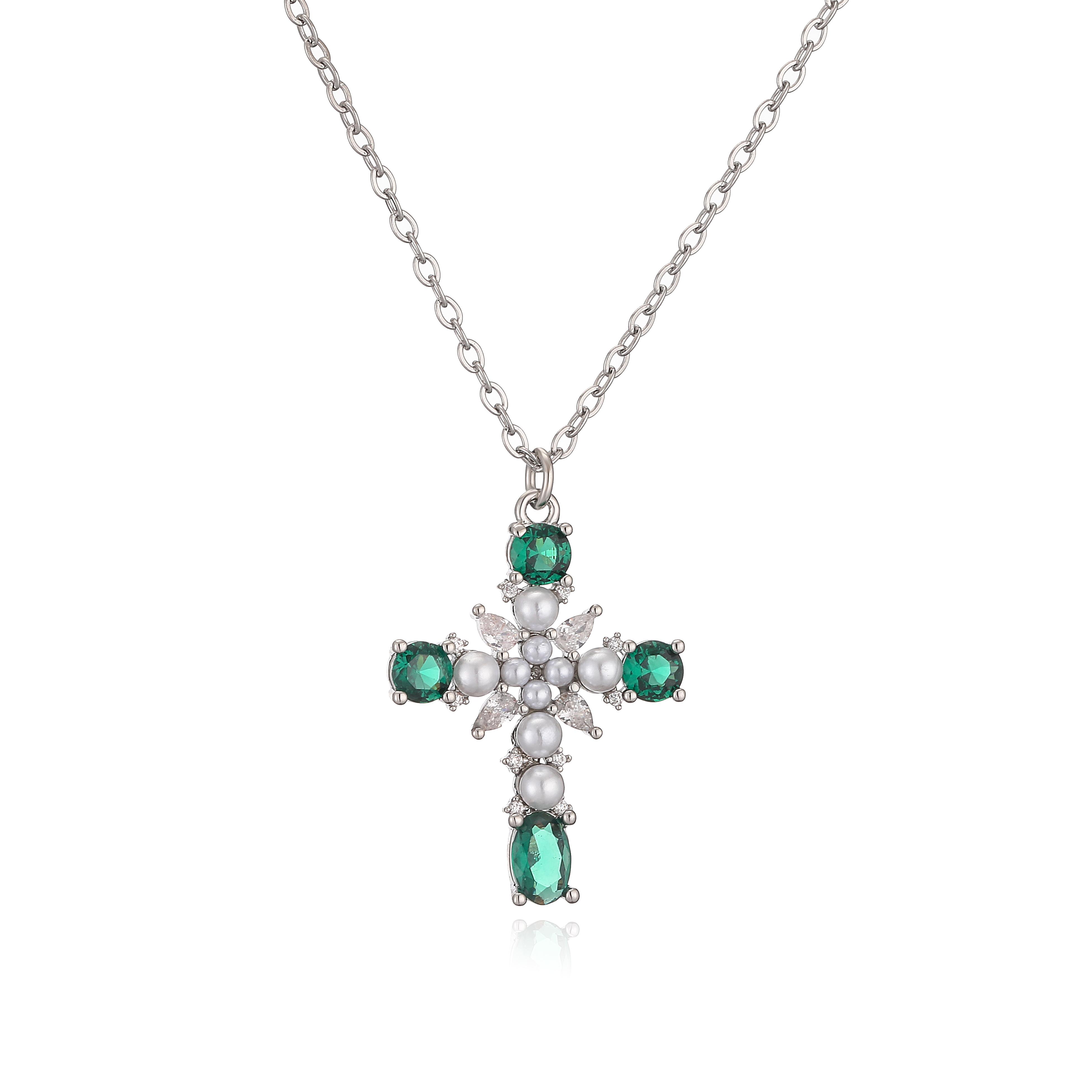 HECHENG, Zircon Artificial Pearl Cross Pendants Necklace Originality Seal Vintage Sweat Pink Green Stone Necklace 40cm зелений/мідний
HECHENG, Zircon Artificial Pearl Cross Pendants Necklace Originality Seal Vintage Sweat Pink Green Stone Necklace 40cm зелений/мідний