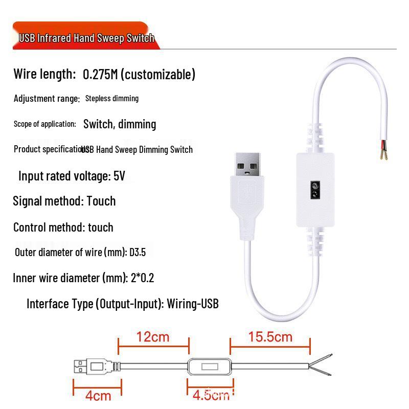 Gesture-Control Induction Switch: Stepless Dimming & Smart Touch LED White USB Hand-sweep Switch Line
Gesture-Control Induction Switch: Stepless Dimming & Smart Touch LED White USB Hand-sweep Switch Line