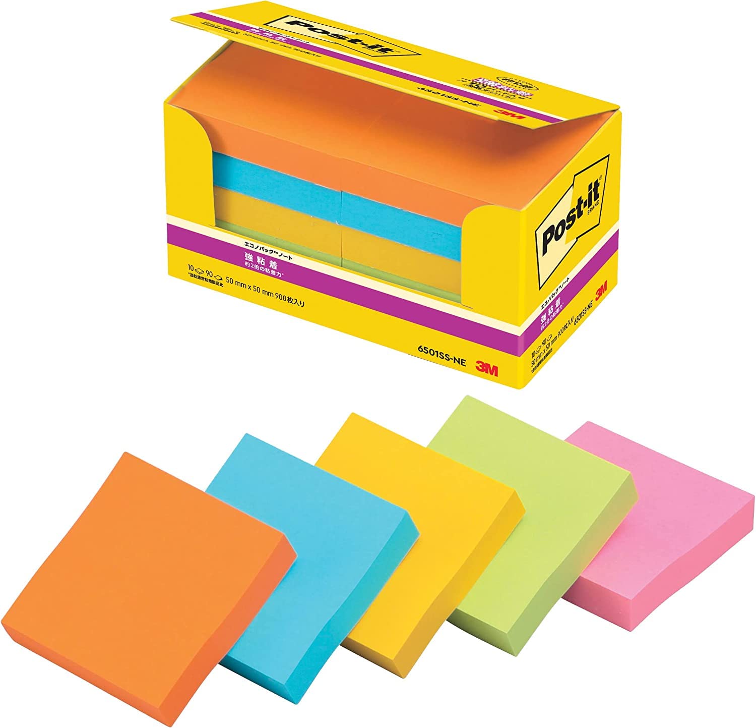 Заметки с сильным клеем, неоновые цвета, 50 x 50 мм, 90 листов x 10 книг Post-it 6501SS-NE
Заметки с сильным клеем, неоновые цвета, 50 x 50 мм, 90 листов x 10 книг Post-it 6501SS-NE