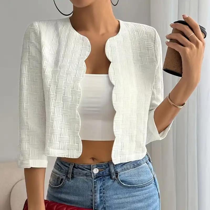 Women Spring Autumn Fashion Slim Fit Versatile Cropped Crew Neck Cardigan 3 4 Sleeve Korean Style Outerwear Top S
Women Spring Autumn Fashion Slim Fit Versatile Cropped Crew Neck Cardigan 3 4 Sleeve Korean Style Outerwear Top S