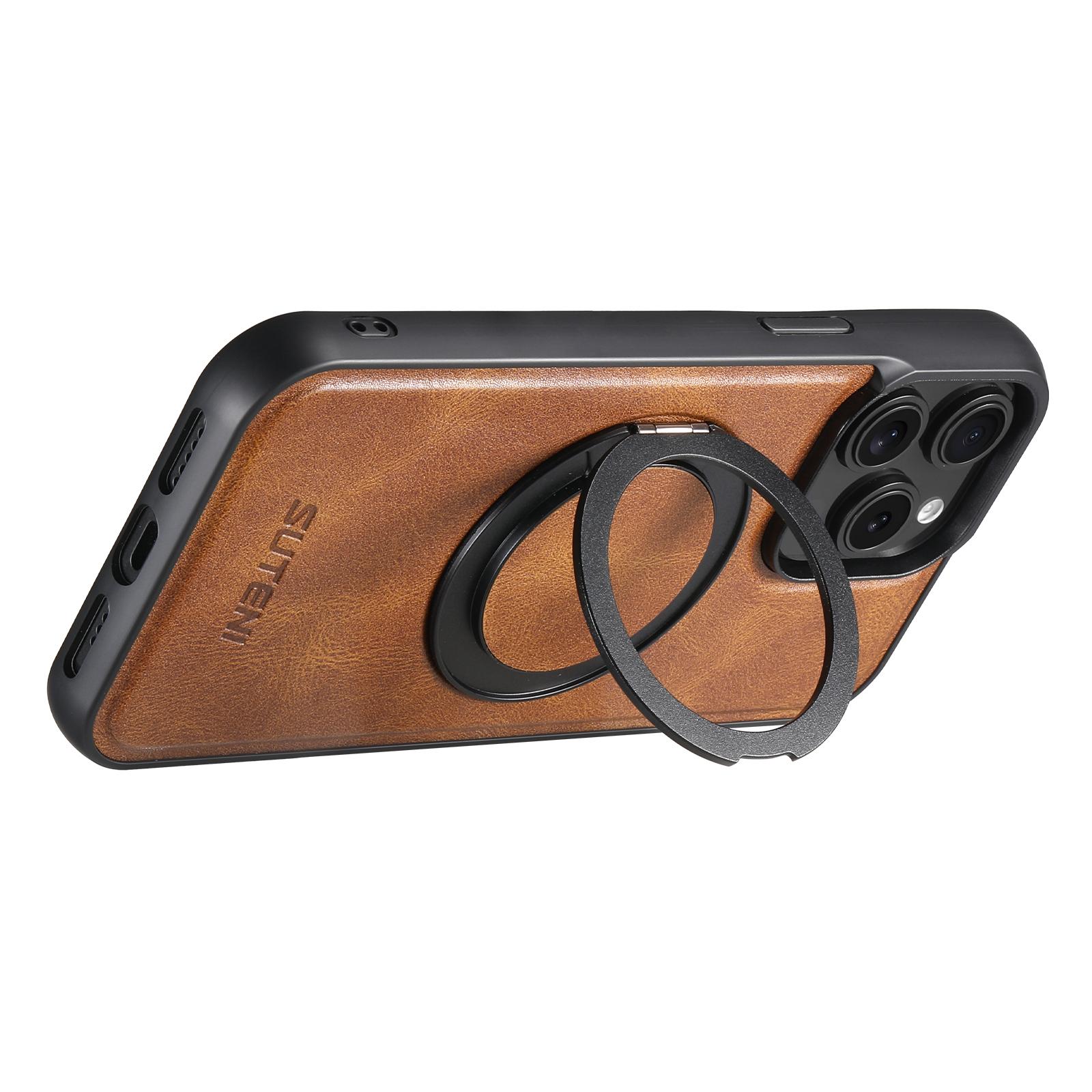 SUTENI G3 For iPhone 15 Pro Max Case Compatible with MagSafe Waxy Texture Rotating Kickstand Leather Phone Back Cover Black
SUTENI G3 For iPhone 15 Pro Max Case Compatible with MagSafe Waxy Texture Rotating Kickstand Leather Phone Back Cover Black