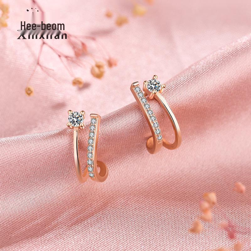 S925 Sterling Silver Double Layer Zircon Earrings: Cold Style, Unique Design, Minimalist Studs for Women Rose Gold - 925 Silver
S925 Sterling Silver Double Layer Zircon Earrings: Cold Style, Unique Design, Minimalist Studs for Women Rose Gold - 925 Silver
