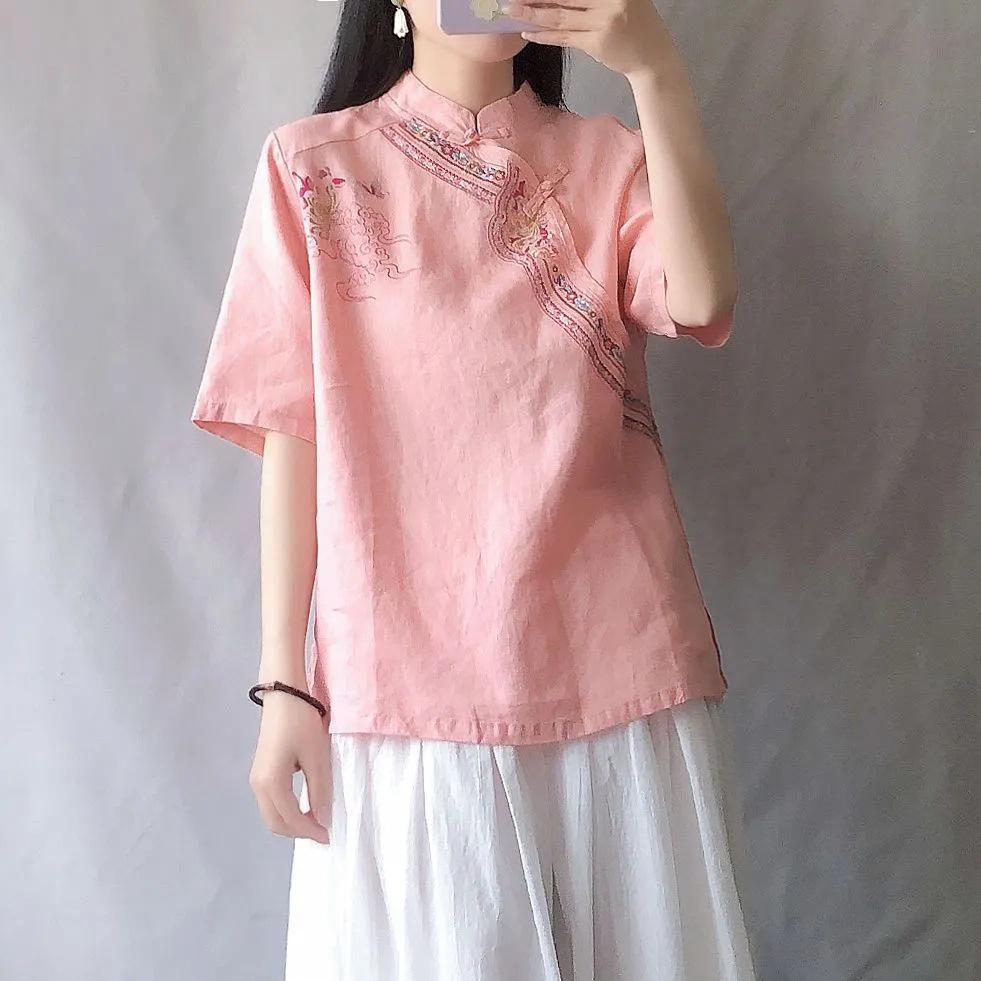 Women s Retro Cotton Linen Embroidered Top - Short Sleeve, Loose Fit, Frog Button, Ethnic Style, Plus Size. XL рожевий
Women s Retro Cotton Linen Embroidered Top - Short Sleeve, Loose Fit, Frog Button, Ethnic Style, Plus Size. XL рожевий