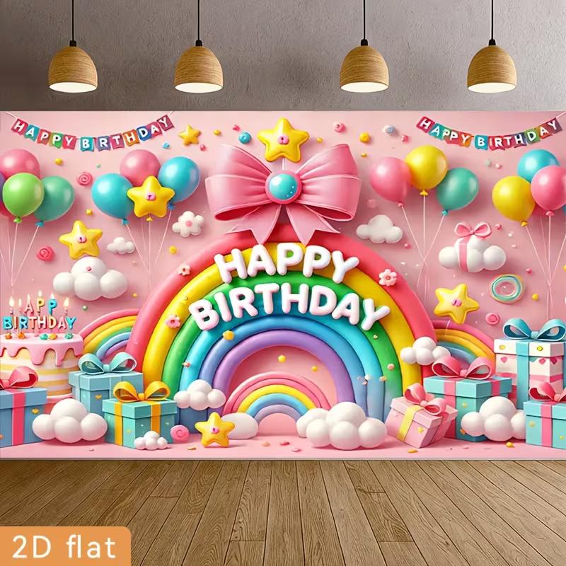 2D Pink Happy Birthday Backdrop Banner, Rainbow & Balloons Party Decor 47.2x31.5inch/120*80cm
2D Pink Happy Birthday Backdrop Banner, Rainbow & Balloons Party Decor 47.2x31.5inch/120*80cm