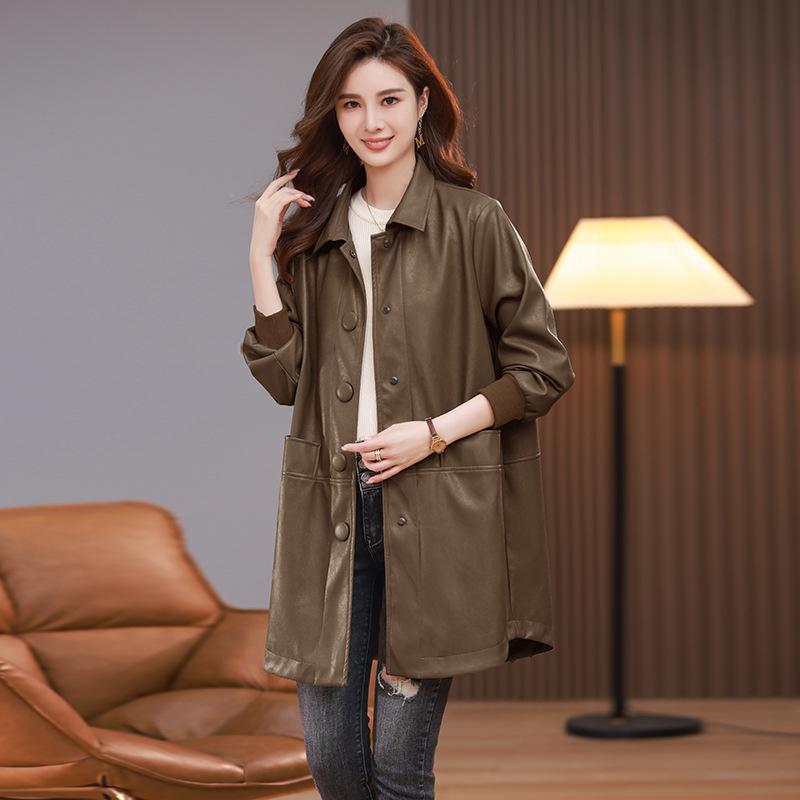 Женская кожаная куртка средней длины на весну и осень, новая дизайнерская, большого размера, для среднего возраста 2XL кофейный
Женская кожаная куртка средней длины на весну и осень, новая дизайнерская, большого размера, для среднего возраста 2XL кофейный