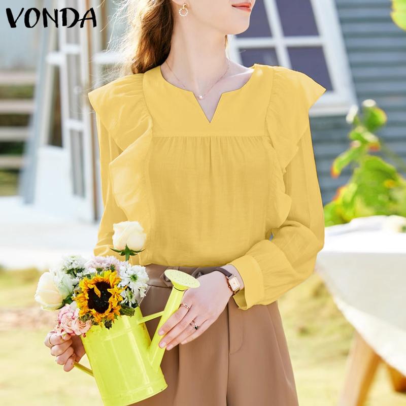 VONDA Женская однотонная блузка с v-образным вырезом и длинными рукавами и рюшами 3XL жёлтый
VONDA Женская однотонная блузка с v-образным вырезом и длинными рукавами и рюшами 3XL жёлтый