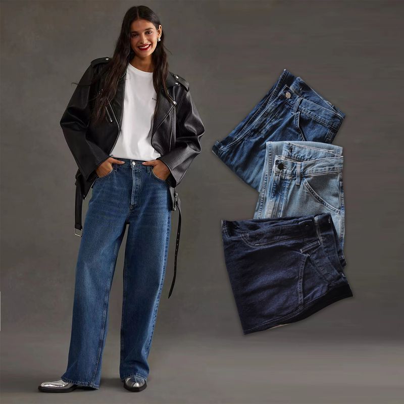 2-Piece Discount Foreign Order Spring & Fall UJIA No Elastic Straight Mop Loose Dad Multi-Color High Waist No Binding Denim C- U family 2 Torre pants blue and black 28
2-Piece Discount Foreign Order Spring & Fall UJIA No Elastic Straight Mop Loose Dad Multi-Color High Waist No Binding Denim C- U family 2 Torre pants blue and black 28