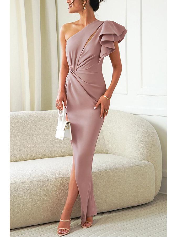 Европейское и американское женское вечернее платье на одно плечо с вырезом, рукавами-рюшами и разрезом - однотонное 8082 Large розового золота
Европейское и американское женское вечернее платье на одно плечо с вырезом, рукавами-рюшами и разрезом - однотонное 8082 Large розового золота