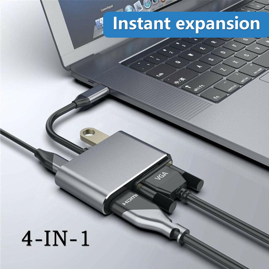 4-in-1 Docking Station Converter Type-C to HDMI+VGA+USB3.0+PD HD Adapter Conversion Hub Compatible With PC/Tablet/Phones 4 in 1
4-in-1 Docking Station Converter Type-C to HDMI+VGA+USB3.0+PD HD Adapter Conversion Hub Compatible With PC/Tablet/Phones 4 in 1