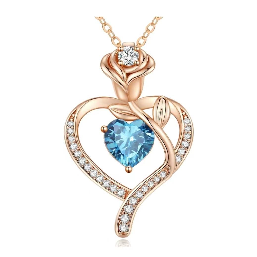 Rose Flower Heart Birthstone Pendant Necklace for Women Chain Mother Girlfriend Birthday Wedding Valentine Christmas Gift
Rose Flower Heart Birthstone Pendant Necklace for Women Chain Mother Girlfriend Birthday Wedding Valentine Christmas Gift