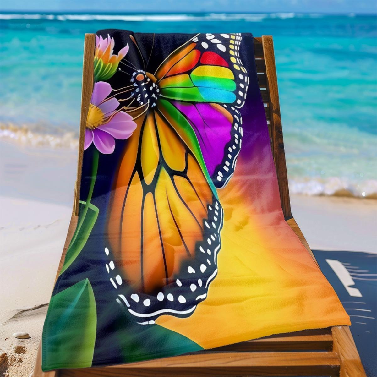 1pc Rainbow Butterfly Floral Beach Towel - Ultra-Absorbent Microfiber, Lightweight & Soft, Artistic Design for Beach, Travel W30*H60(CM)
1pc Rainbow Butterfly Floral Beach Towel - Ultra-Absorbent Microfiber, Lightweight & Soft, Artistic Design for Beach, Travel W30*H60(CM)
