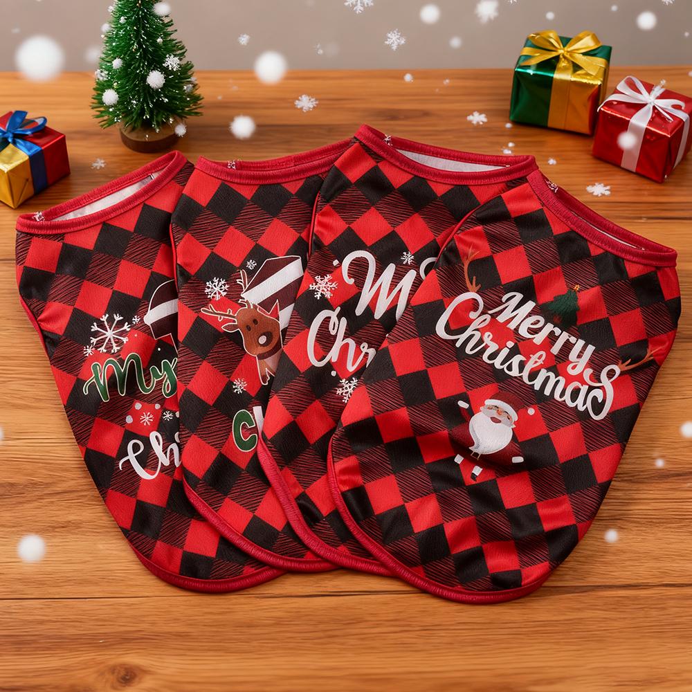 4pc Soft Pet Vest For Small Medium Dogs Cats Cute Santa Claus Diamond Plaid Print Kitten Comfortable T-shirt Sphynx Costume Coat XS
4pc Soft Pet Vest For Small Medium Dogs Cats Cute Santa Claus Diamond Plaid Print Kitten Comfortable T-shirt Sphynx Costume Coat XS