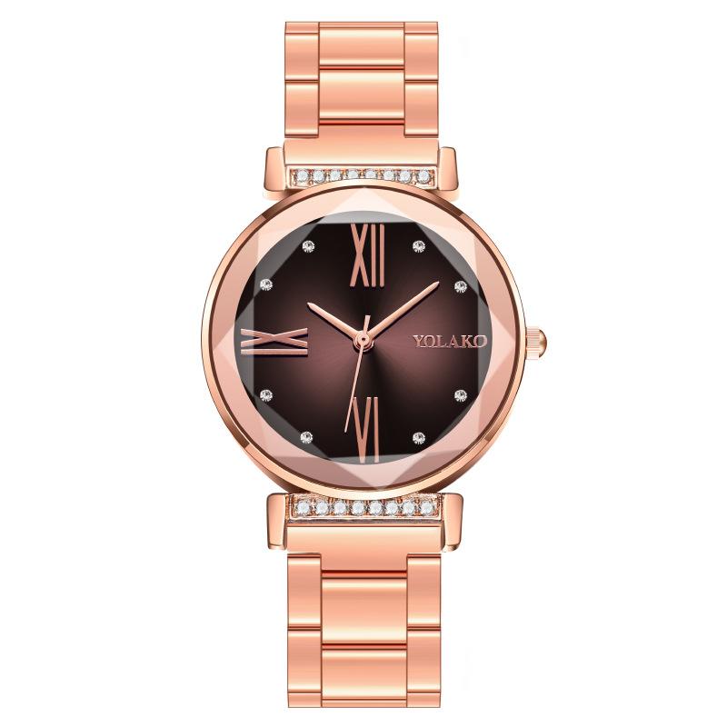 Популярні модні жіночі годинники з римським візерунком, інкрустовані діамантами, жіночі годинники зі сталевим поясом, кварцові годинники темно-коричневого кольору
Популярні модні жіночі годинники з римським візерунком, інкрустовані діамантами, жіночі годинники зі сталевим поясом, кварцові годинники темно-коричневого кольору