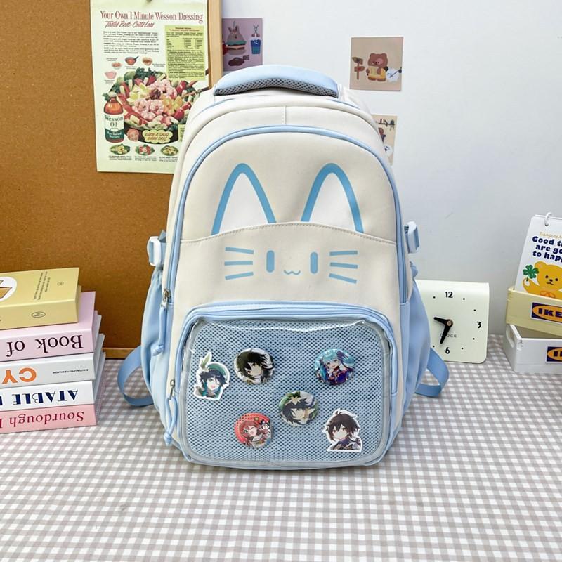 Cat Pattern Student Backpack With Transparent Compartment And Badge For Daily Use синий
Cat Pattern Student Backpack With Transparent Compartment And Badge For Daily Use синий