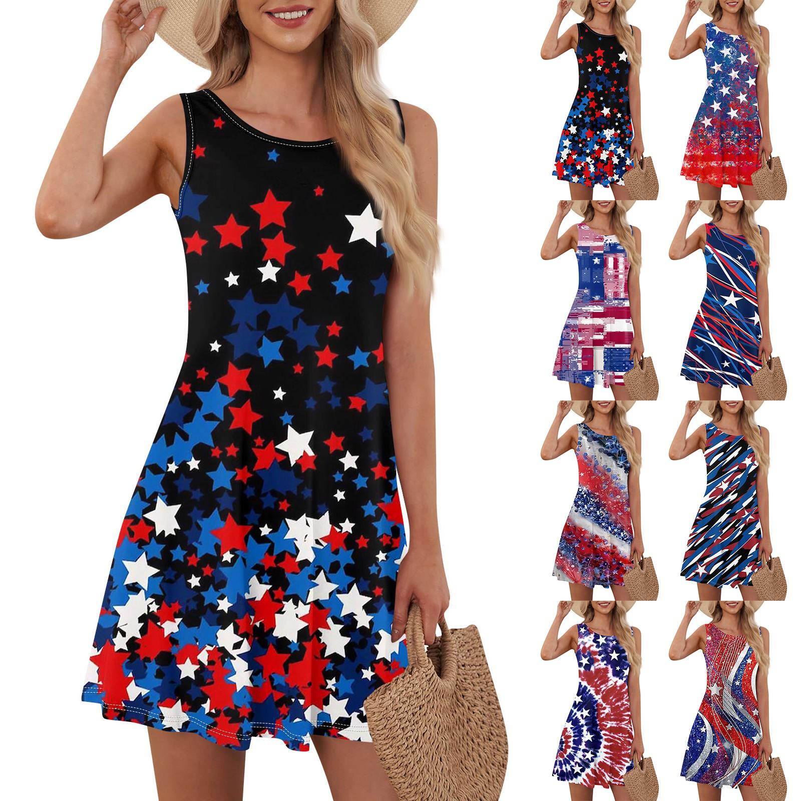 Women s Fashion Summer Round Neck Sleeveless Casual Swing Loose Independence Day Printed Dresses
Women s Fashion Summer Round Neck Sleeveless Casual Swing Loose Independence Day Printed Dresses