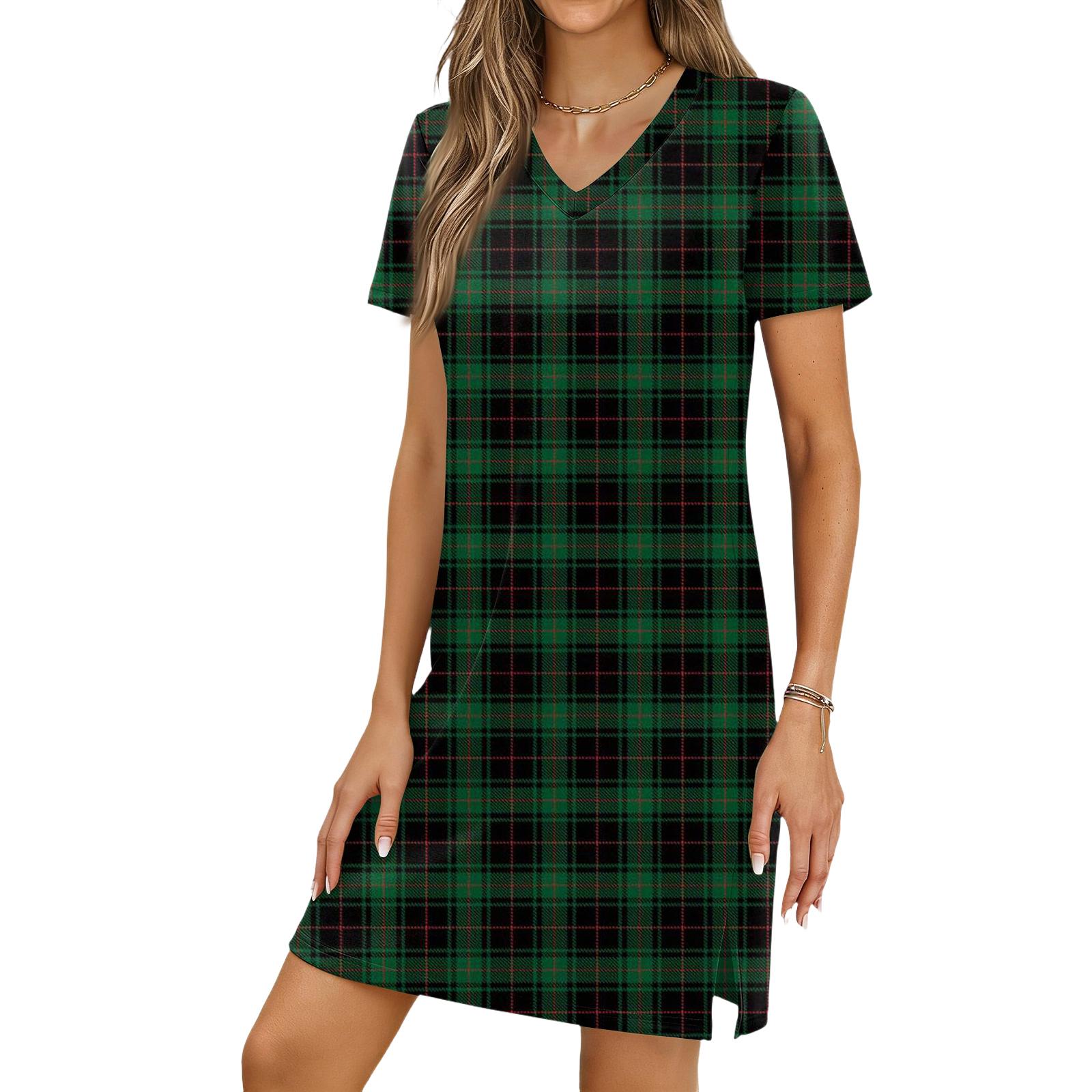 Women s Casual V-neck Short Sleeve Split Hem Plaid Print Dress XL
Women s Casual V-neck Short Sleeve Split Hem Plaid Print Dress XL