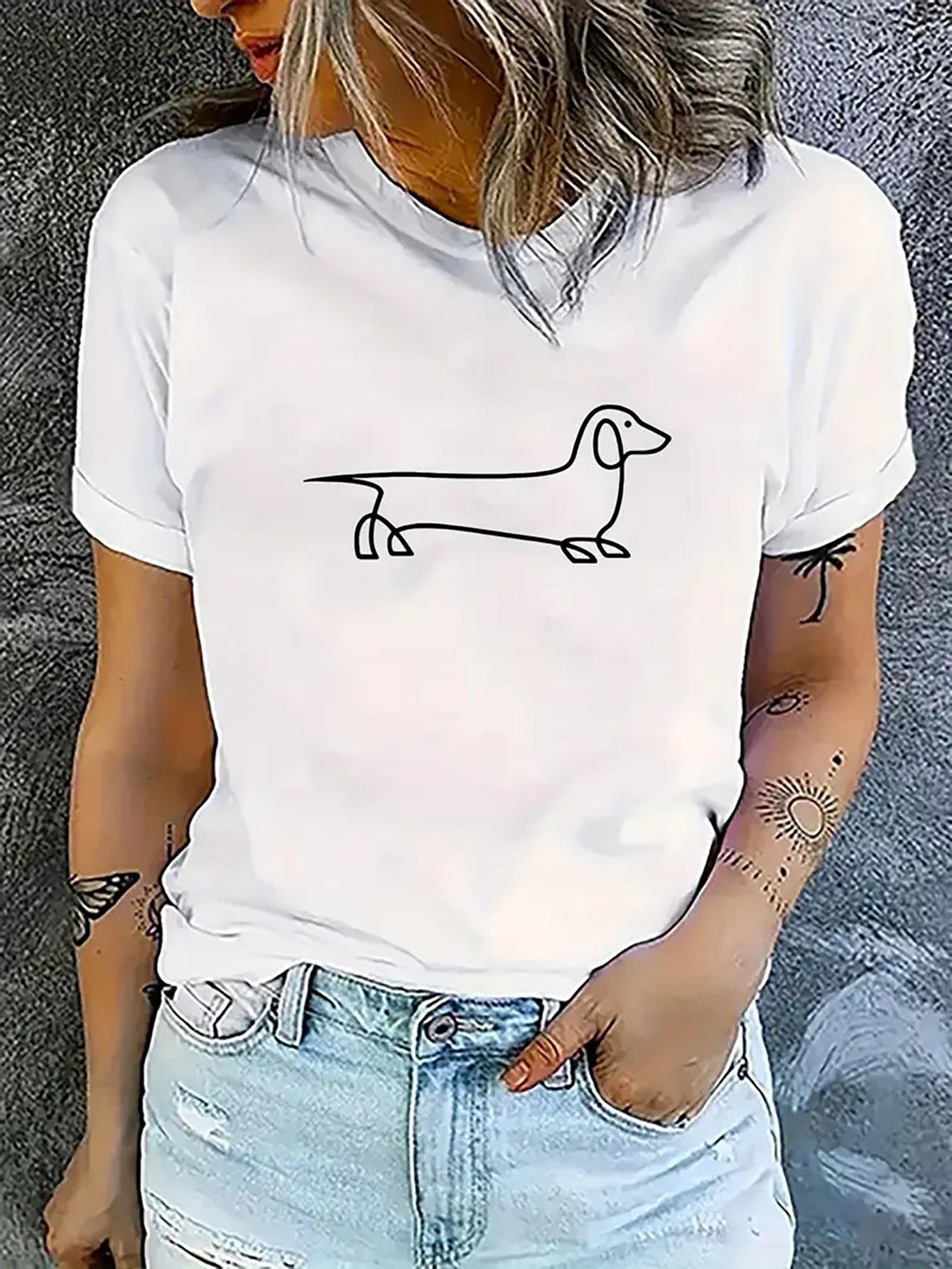 Women s Casual Round-neck T-shirt with Turkish Dog Print, Fabric Material, Short-sleeved Floral Top, S Stretch, Suitable for All Seasons 5XL різнокольоровий
Women s Casual Round-neck T-shirt with Turkish Dog Print, Fabric Material, Short-sleeved Floral Top, S Stretch, Suitable for All Seasons 5XL різнокольоровий