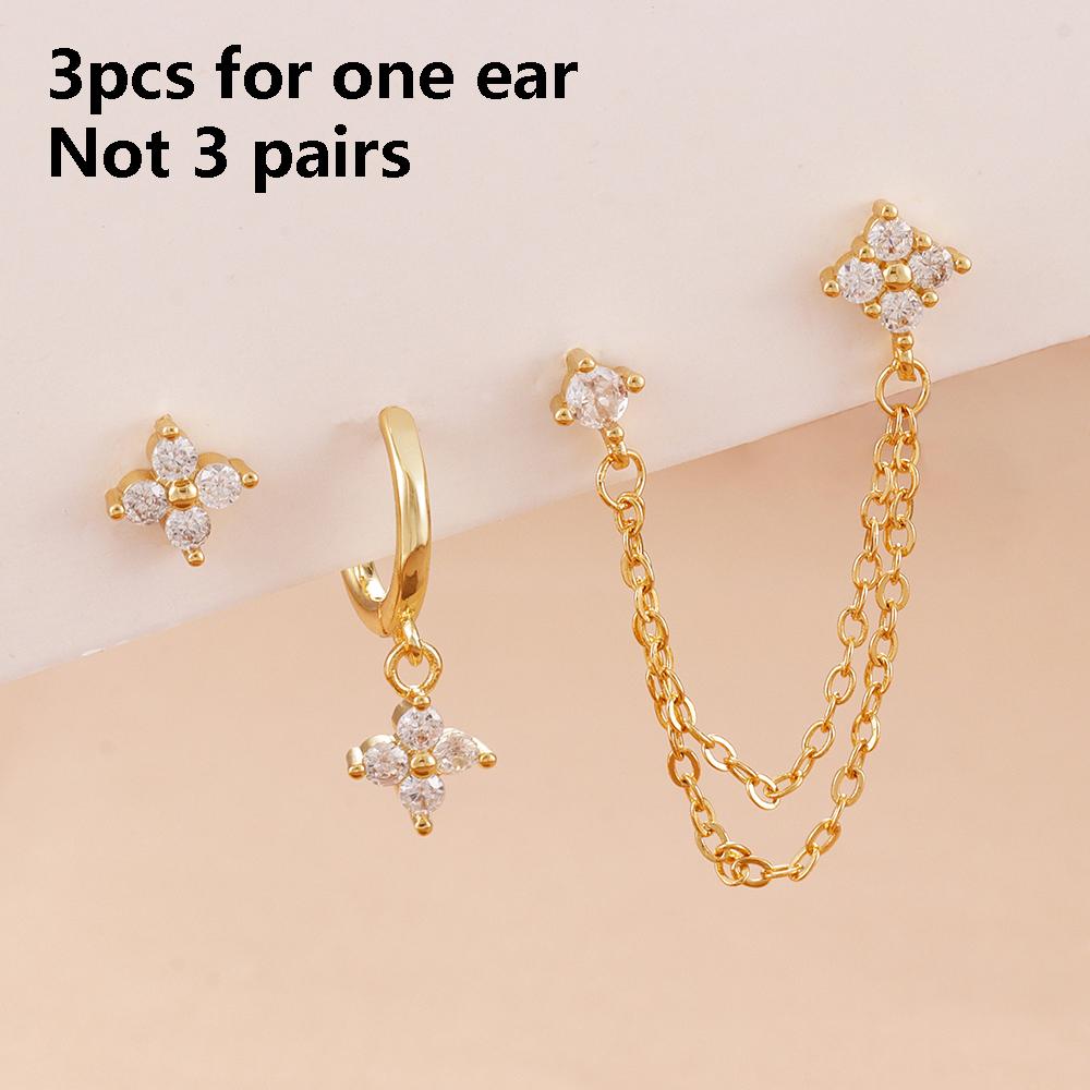 3PCS/Set Women s Earrings Exquisite Crystal Zirconia Flowers Chain Stainless Steel Hoop Earring Piercing Jewelry aretes de mujer
3PCS/Set Women s Earrings Exquisite Crystal Zirconia Flowers Chain Stainless Steel Hoop Earring Piercing Jewelry aretes de mujer