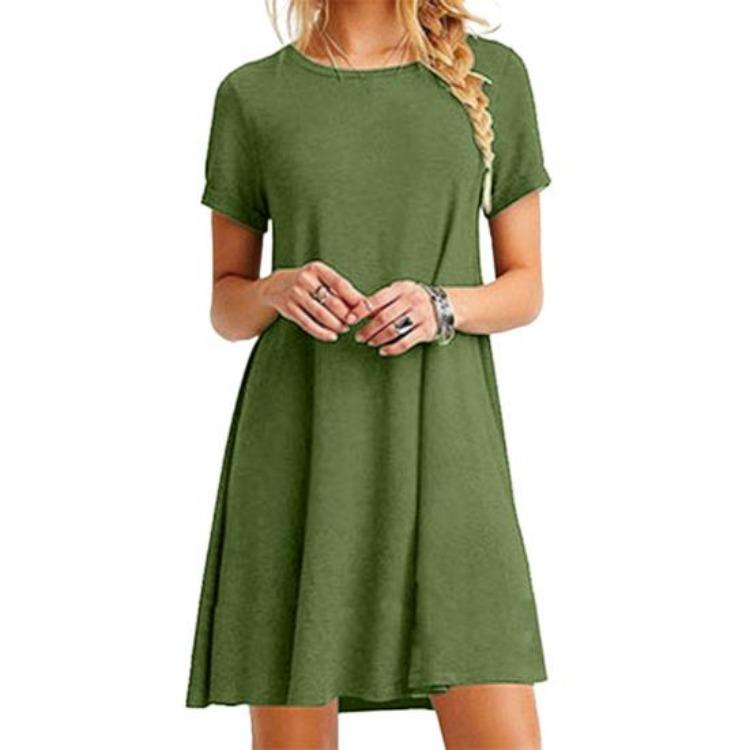 Summer Mini Dress Short Sleeves A-Line Round Neck Party Beach Dress Simple Solid Color Above Knee Short Dating Casual 2XL армія зелений колір
Summer Mini Dress Short Sleeves A-Line Round Neck Party Beach Dress Simple Solid Color Above Knee Short Dating Casual 2XL армія зелений колір