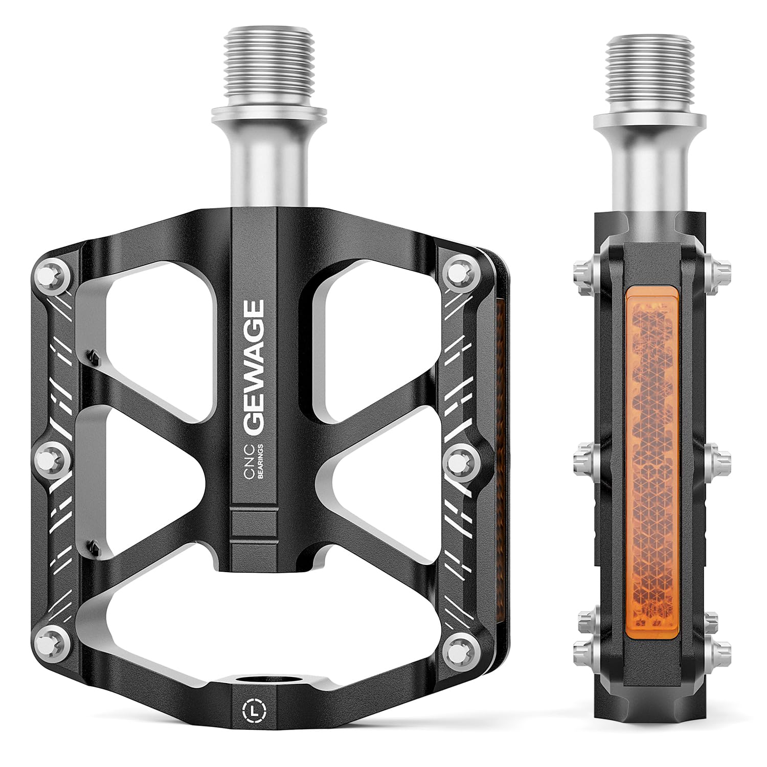 GEWAGE Bicycle Pedals Compact Lightweight 3 Bearing Flat Pedals with Reflector High Durability Aluminum Anti-Slip (F222) (Black)
GEWAGE Bicycle Pedals Compact Lightweight 3 Bearing Flat Pedals with Reflector High Durability Aluminum Anti-Slip (F222) (Black)