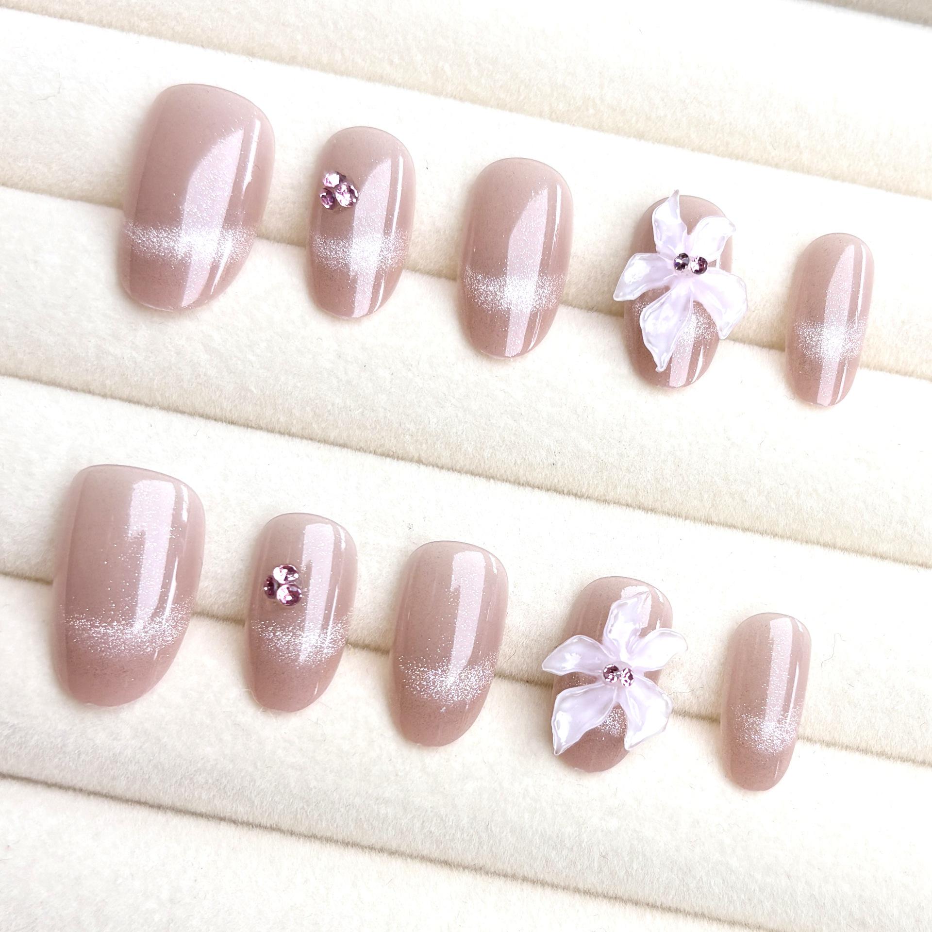 Nude Pink 3D Ice Flower & Rhinestone Glitter Press-On Nails - Korean Floral Design
Nude Pink 3D Ice Flower & Rhinestone Glitter Press-On Nails - Korean Floral Design
