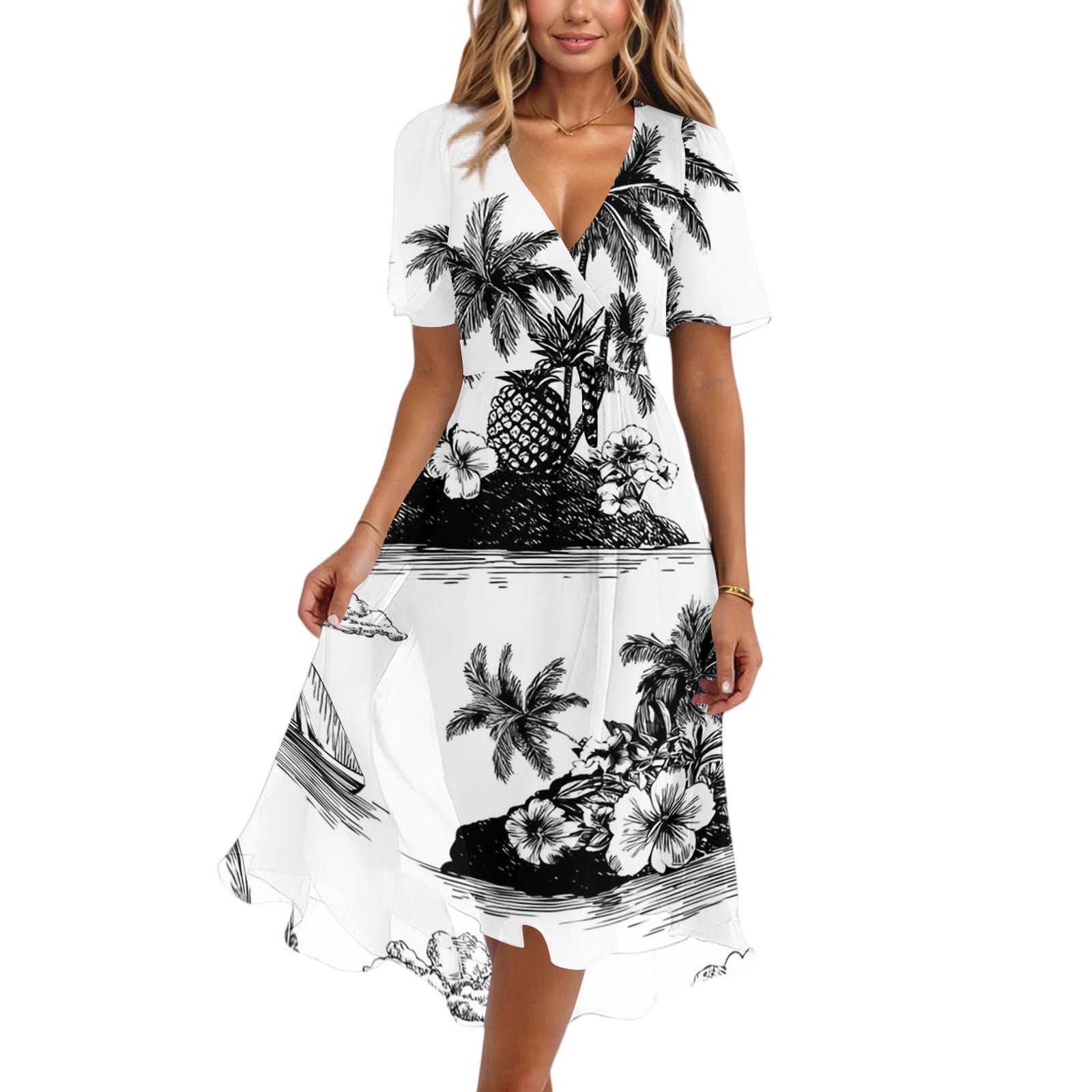 Women s fashion casual V-neck short sleeve printed dress XL білий
Women s fashion casual V-neck short sleeve printed dress XL білий