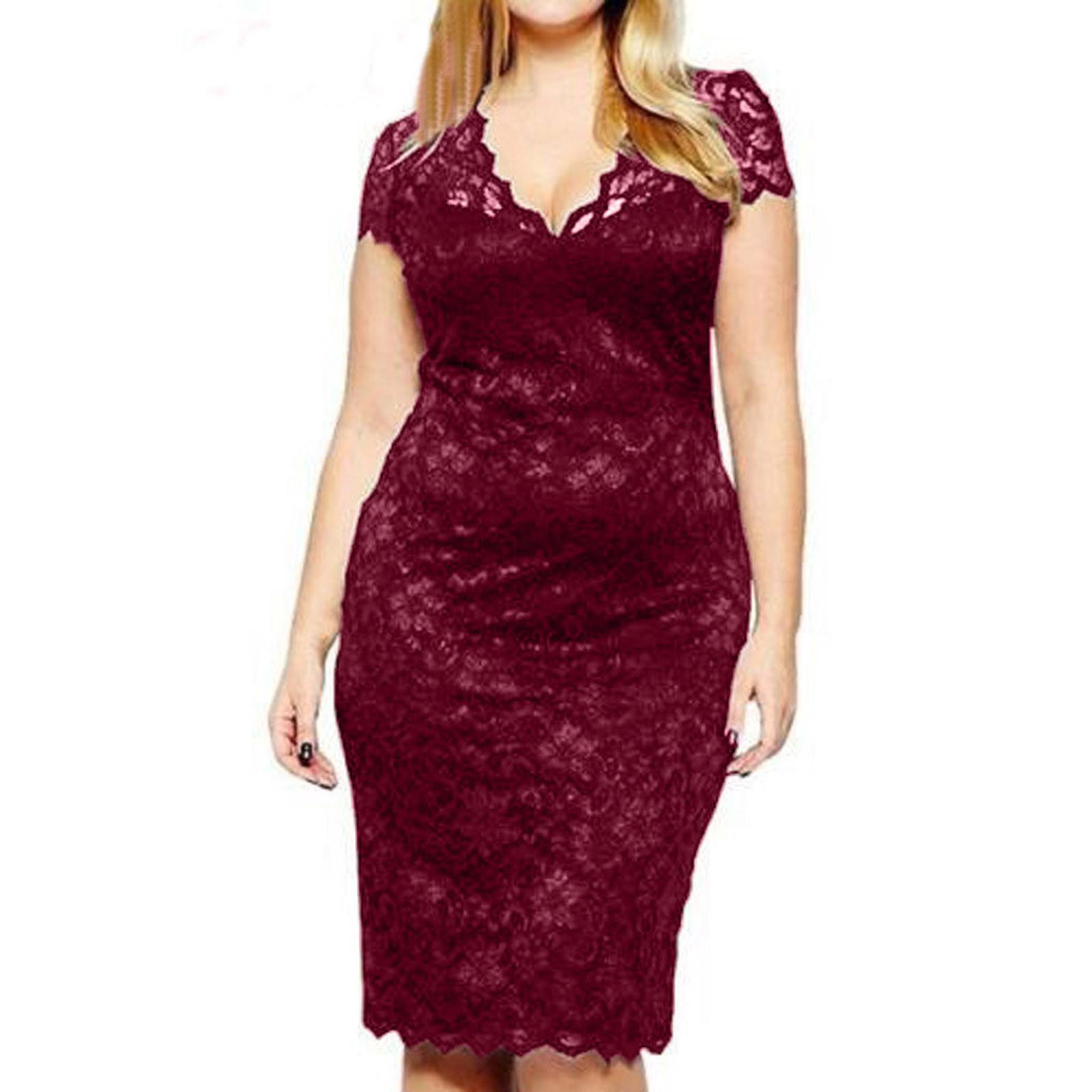 Fashion Women Sexy Plue Size Short Sleeve V-Neck Lace Hollow Out Dress XXXXL винний
Fashion Women Sexy Plue Size Short Sleeve V-Neck Lace Hollow Out Dress XXXXL винний