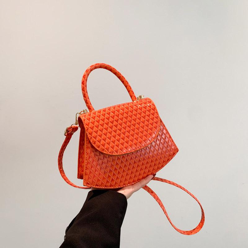 Модная ретро-сумка с текстурой для поездок на работу, зимняя универсальная сумка-мессенджер, женская сумка оранжевый