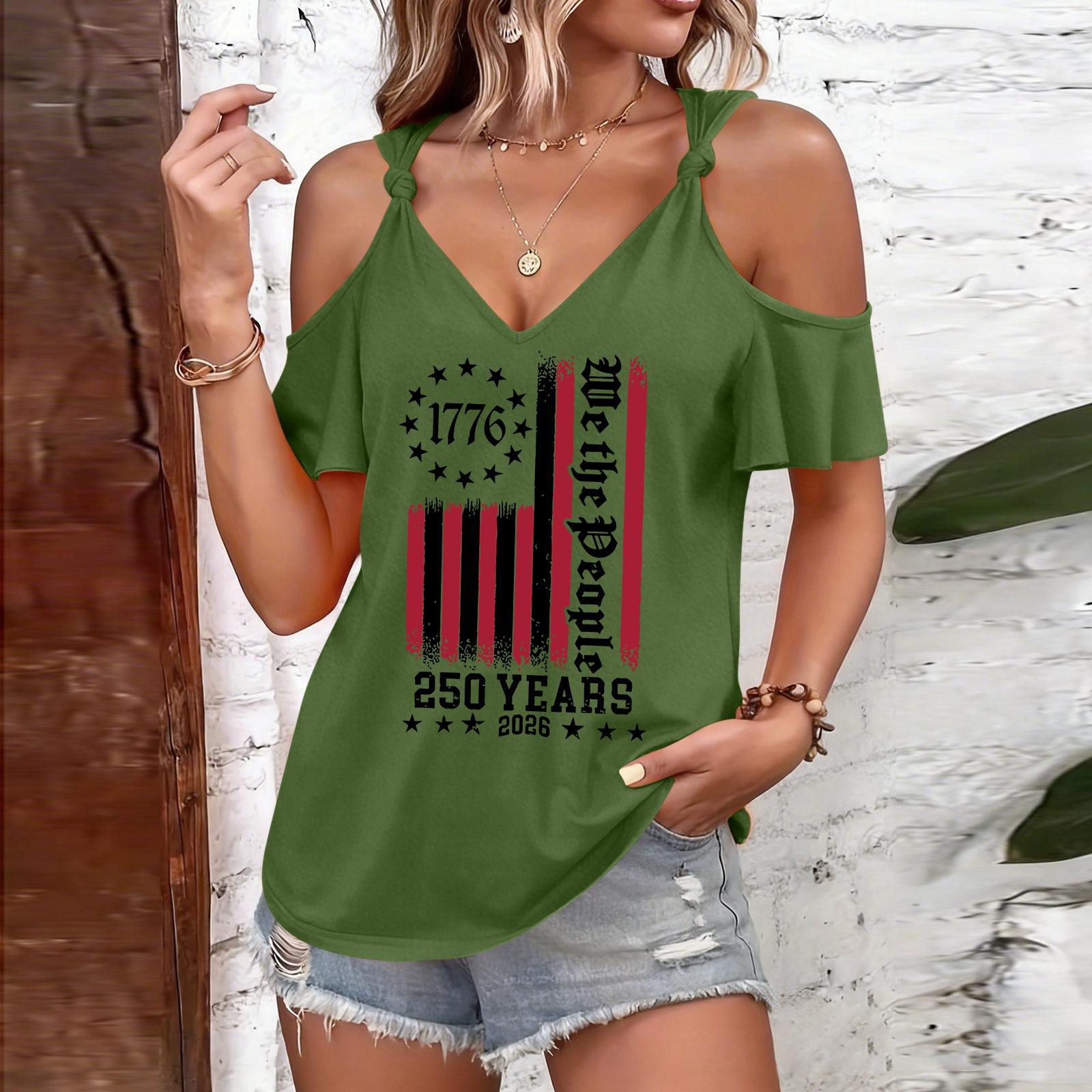Women Cold Shoulder T Shirt Tie Strap Short Sleeve Casual Graphic Tee 1776 Flag Print Independence Day Top 250 Years 2026 S
Women Cold Shoulder T Shirt Tie Strap Short Sleeve Casual Graphic Tee 1776 Flag Print Independence Day Top 250 Years 2026 S