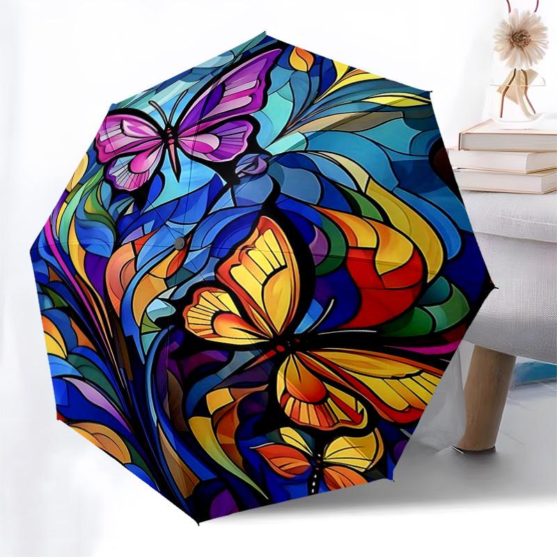 1pc Colorful Butterfly Stained Glass Auto-Folding Umbrella with 3-Fold Design, 8-Bone Iron Frame - Perfect for Outdoor Use, Festive Gifts, Travel, Dai
1pc Colorful Butterfly Stained Glass Auto-Folding Umbrella with 3-Fold Design, 8-Bone Iron Frame - Perfect for Outdoor Use, Festive Gifts, Travel, Dai