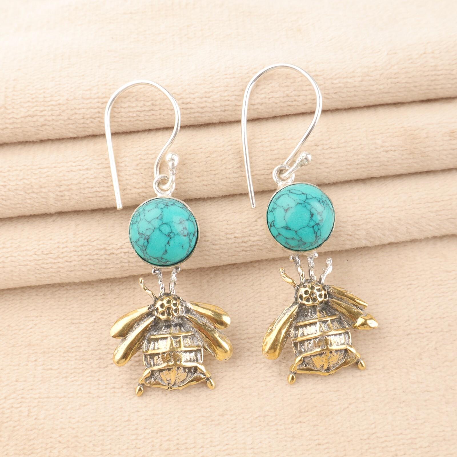 Natural Blue Turquoise Gemstone 925 Sterling Silver Unique Handmade Earrings 2 EE-154-32
Natural Blue Turquoise Gemstone 925 Sterling Silver Unique Handmade Earrings 2 EE-154-32