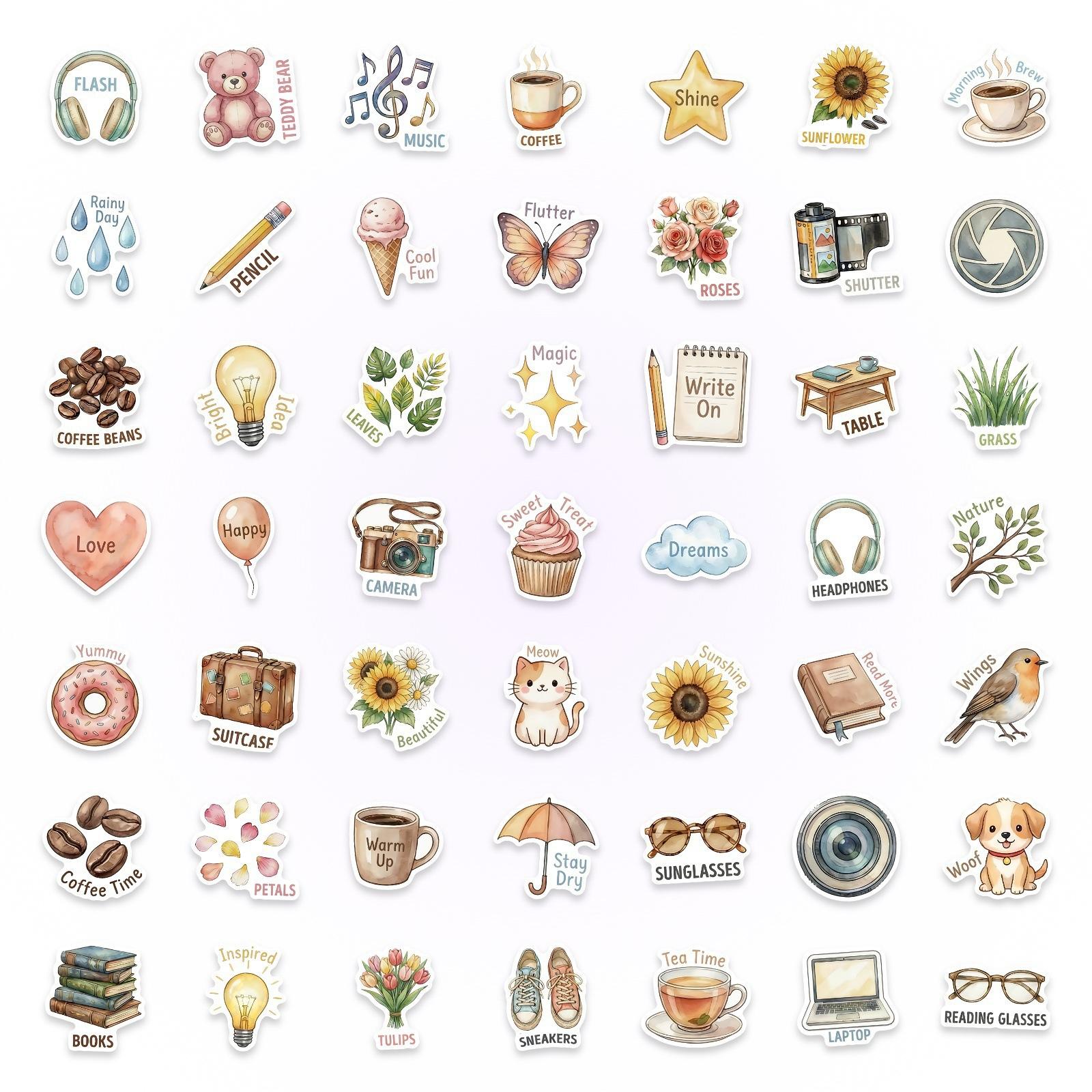 50 Healing Watercolor Wind Daily Life Fragments Stickers, Creative, Hand Account Computer Decoration Stickers
50 Healing Watercolor Wind Daily Life Fragments Stickers, Creative, Hand Account Computer Decoration Stickers
