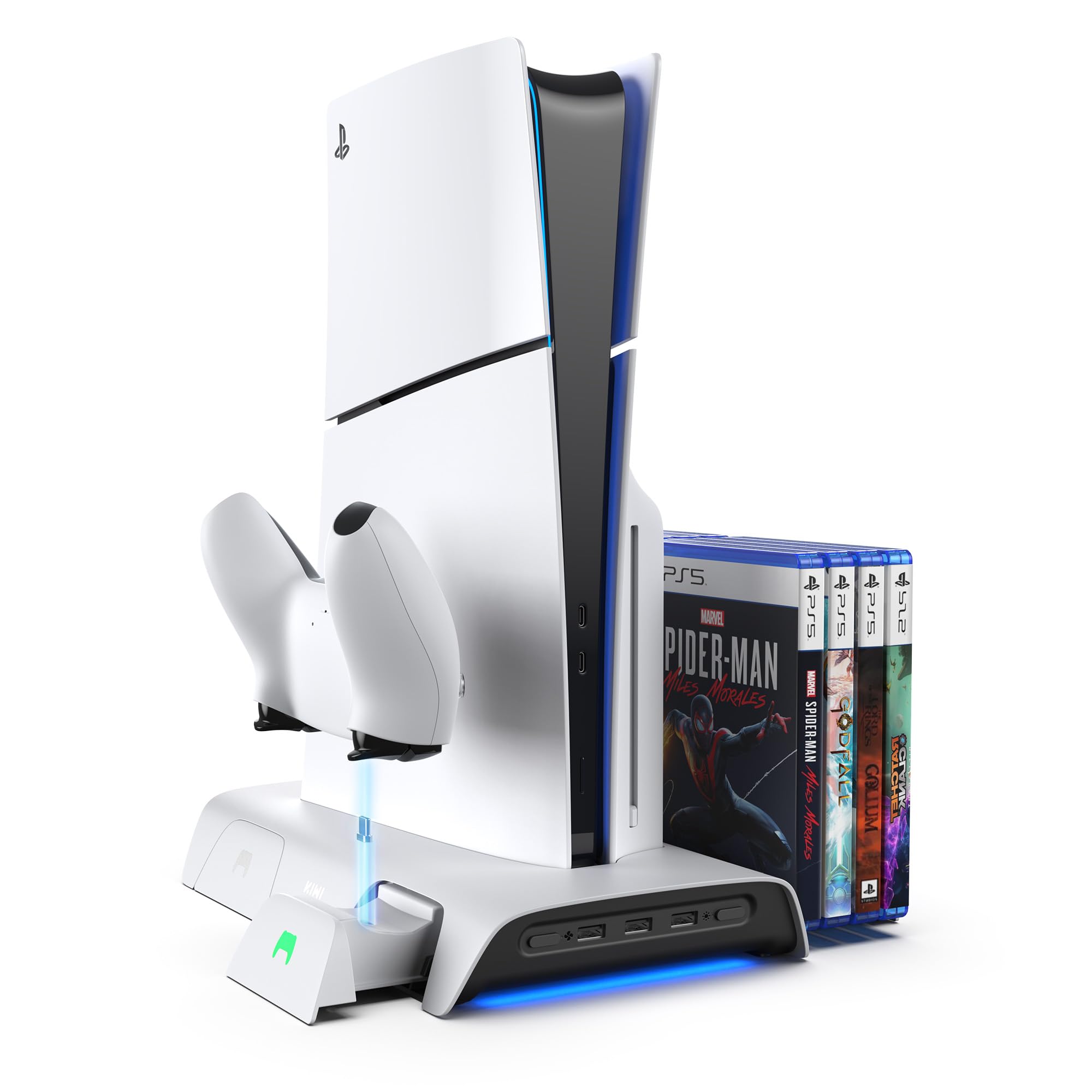 KIWI design D3 Охолоджуюча підставка для PS5 SLIM Вертикальна зарядна станція Контролер зарядної підставки з RGB Зарядка 2 пристрої одночасно 8 накопичувачів білий
KIWI design D3 Охолоджуюча підставка для PS5 SLIM Вертикальна зарядна станція Контролер зарядної підставки з RGB Зарядка 2 пристрої одночасно 8 накопичувачів білий