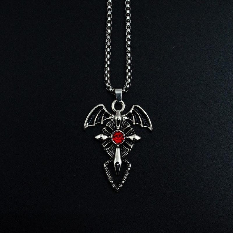 Gothic Bat Cross Necklace Silver Plated Vampire
Gothic Bat Cross Necklace Silver Plated Vampire