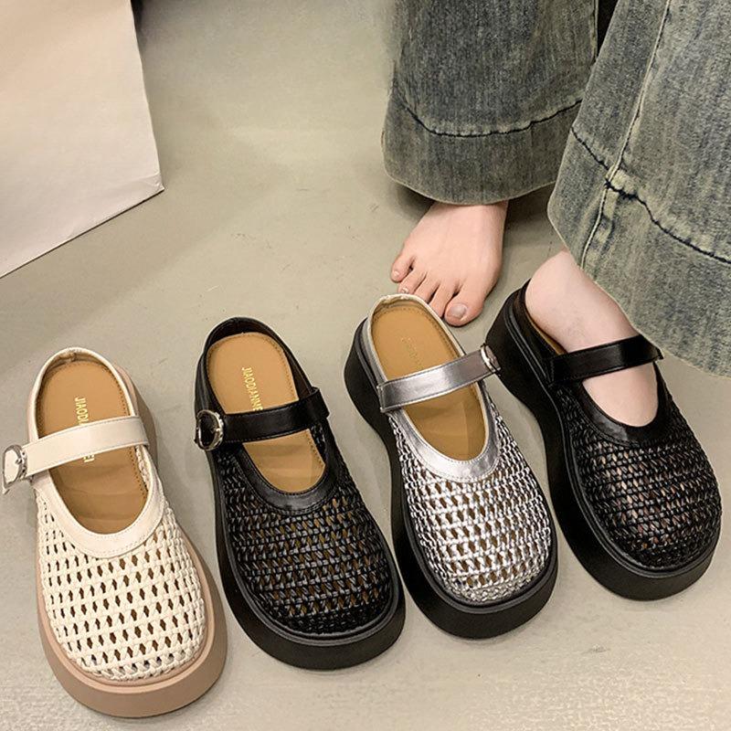 Hollowed-out Woven Toe Shoes Muffin Thick-soled Height-increasing Flip-flops Crocs 40 срібний
Hollowed-out Woven Toe Shoes Muffin Thick-soled Height-increasing Flip-flops Crocs 40 срібний