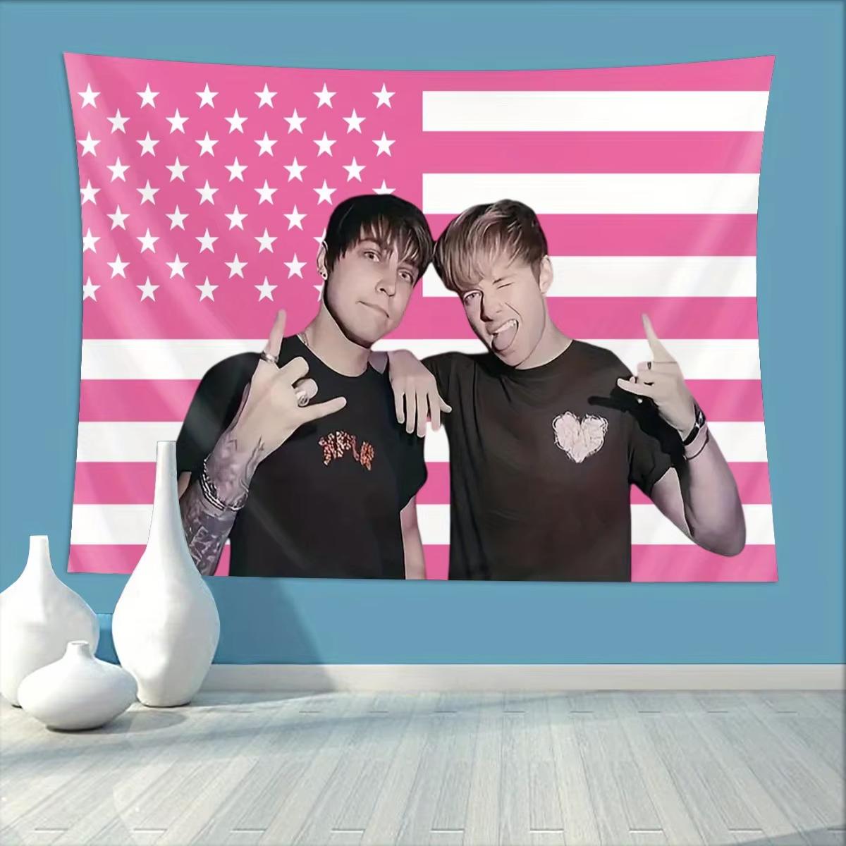 Sam and Colby Tapestry American Flag Pink Comedy Tapestry Suitable for Decorating College Dormitories Room Accent for Pop Cultur 74x94cm(29x37in)
Sam and Colby Tapestry American Flag Pink Comedy Tapestry Suitable for Decorating College Dormitories Room Accent for Pop Cultur 74x94cm(29x37in)