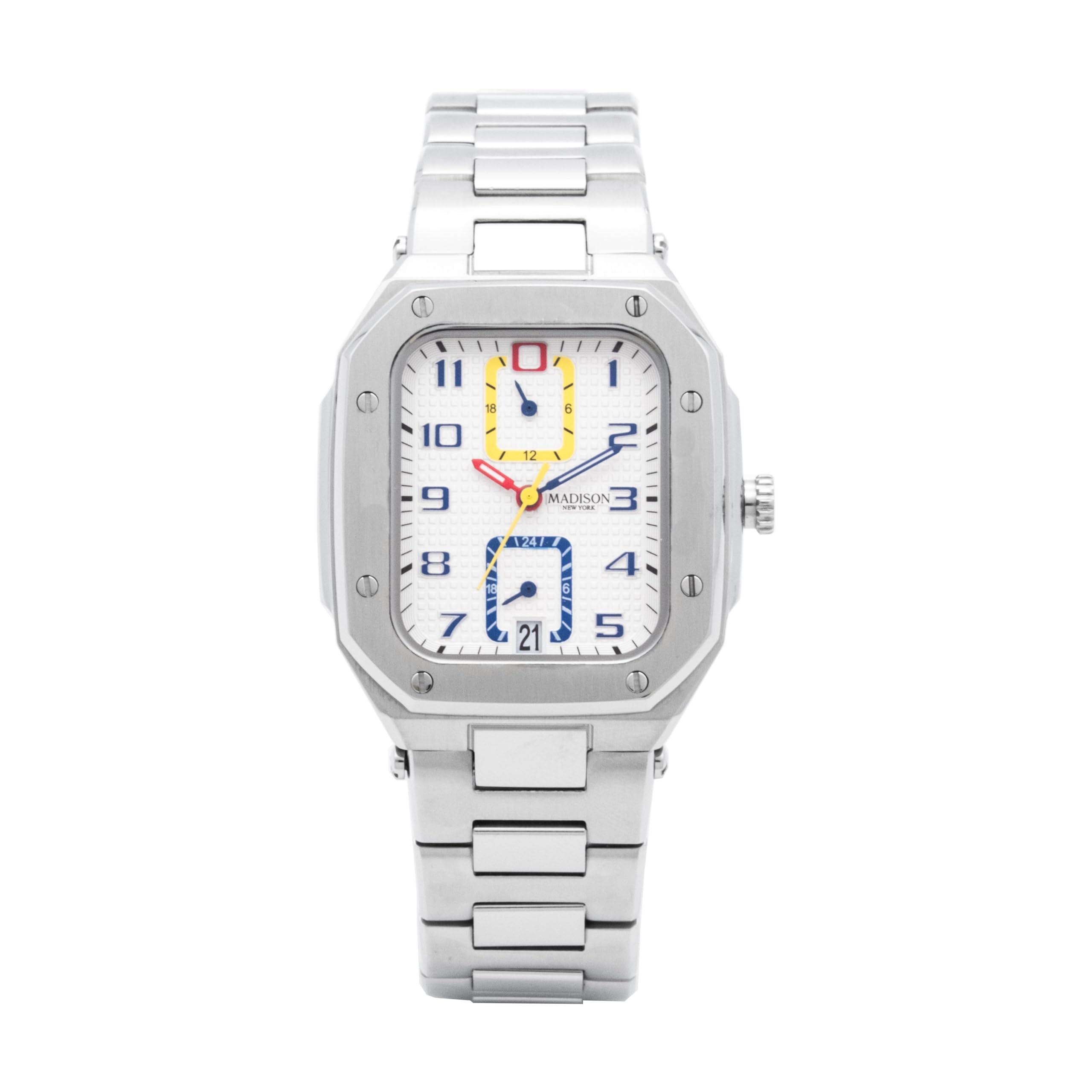Watch 3 ATM Water Resistant Madison New York Quartz White Multicolor Dial Stainless Steel Strap Fifth Avenue Men s MA011012-7
Watch 3 ATM Water Resistant Madison New York Quartz White Multicolor Dial Stainless Steel Strap Fifth Avenue Men s MA011012-7