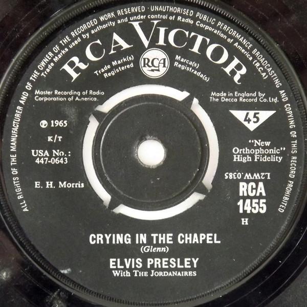 7inch Record ELVIS PRESLEY THE JORDANAIRES Crying In The Chapel RCA1455 RCA Victor 1965 UK Pop Used
7inch Record ELVIS PRESLEY THE JORDANAIRES Crying In The Chapel RCA1455 RCA Victor 1965 UK Pop Used