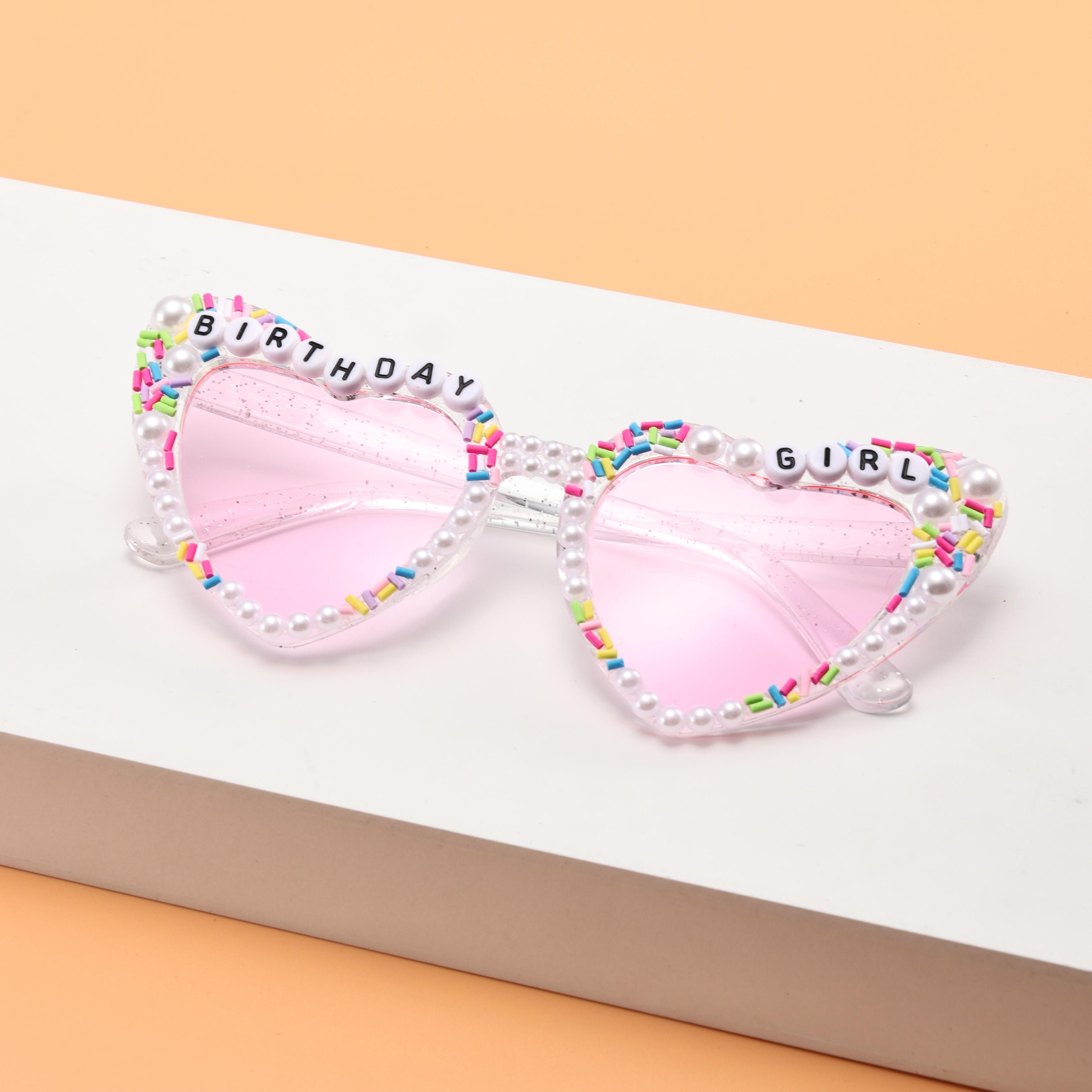 Cute Heart Sunglasses BIRTHDAY GIRL Bead Decor Colorful Sprinkle Frame Stylish Shades for Women & Party Photos KJ086
Cute Heart Sunglasses BIRTHDAY GIRL Bead Decor Colorful Sprinkle Frame Stylish Shades for Women & Party Photos KJ086
