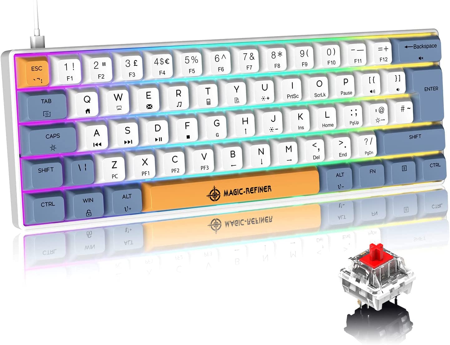 Mechanical blue gaming RGB compatible with English type USB 19 suitable for working from Japanese manual keyboard, wired, axis, keyboard, tenkeyless,
Mechanical blue gaming RGB compatible with English type USB 19 suitable for working from Japanese manual keyboard, wired, axis, keyboard, tenkeyless,