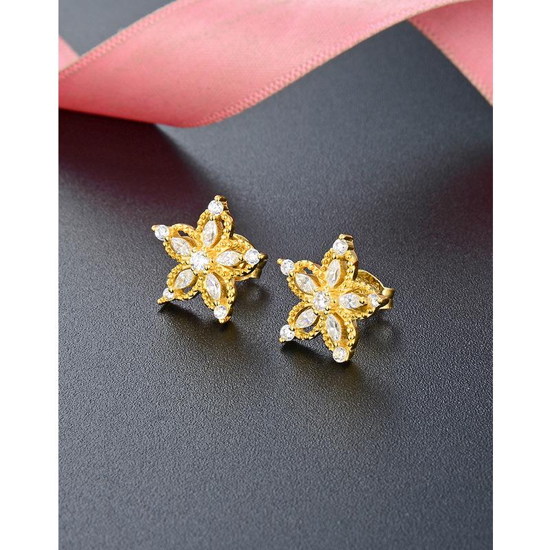 925 Sterling Silver Five-Petal Flower Stud Earrings with Diamond Accents for Women 925 Silver
925 Sterling Silver Five-Petal Flower Stud Earrings with Diamond Accents for Women 925 Silver