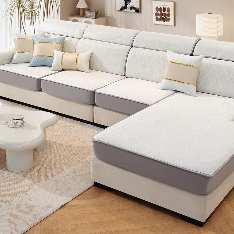 Чехол для дивана из прохладного шелка, полная защита, подушка для дивана, летняя подушка для сиденья, нескользящий чехол для дивана для жаркой погоды Pillowcase белый