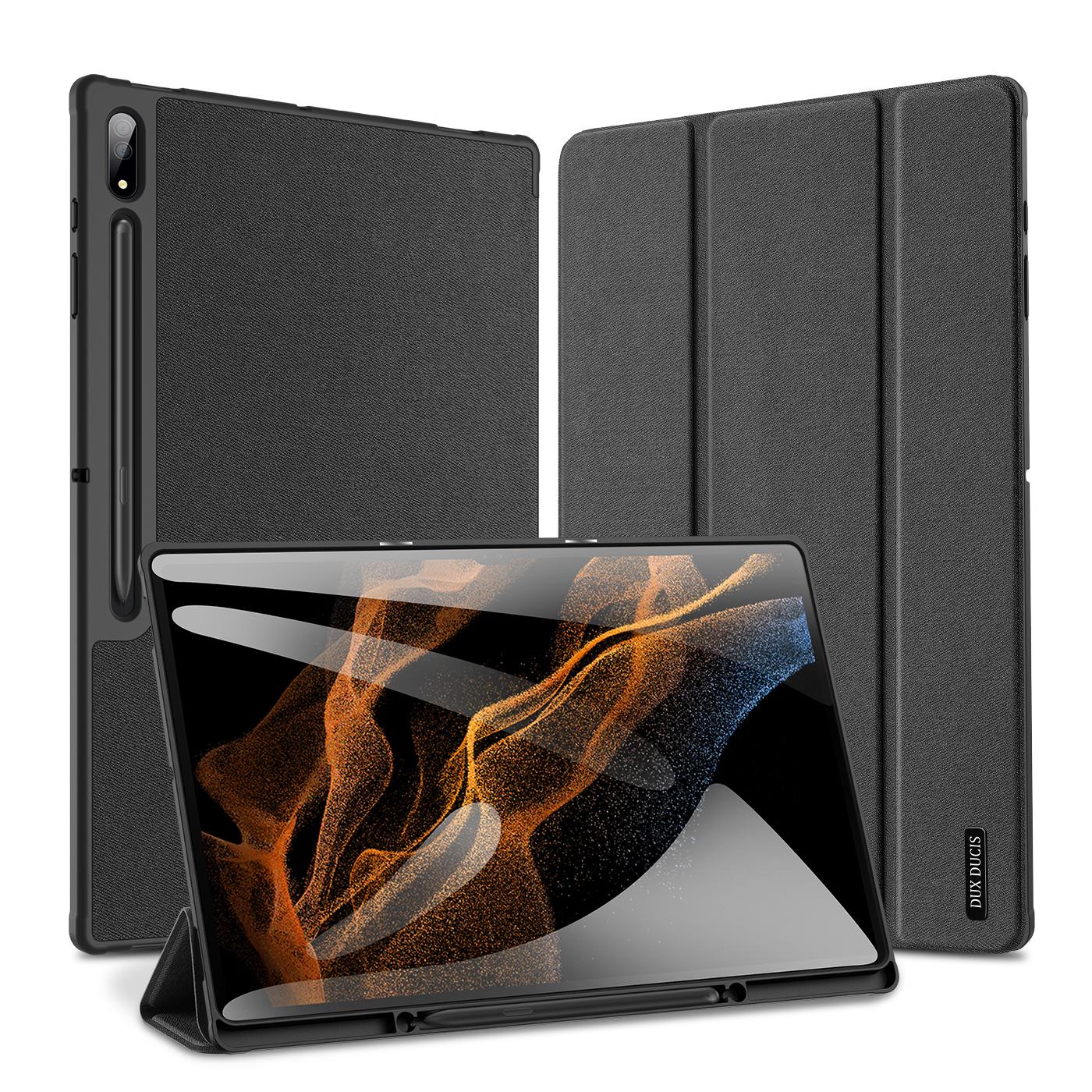 DUX DUCIS DOMO Series Trifold Stand Cover for Samsung Galaxy Tab S8 Ultra,Auto Sleep/Wake PU Leather Anti-scratch Case with Pencil Holder Black
DUX DUCIS DOMO Series Trifold Stand Cover for Samsung Galaxy Tab S8 Ultra,Auto Sleep/Wake PU Leather Anti-scratch Case with Pencil Holder Black